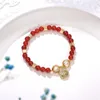 Women Jewelry Natural Stone Red Rubys Jades 6mm Round Beads Beaded Bracelets Bangle Elastic Pulsera Chain 7.5inch Y983 Link