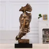 Thinker Statues Figurine Living Room Art Decor Furnishings Silence Is A Gold-European Sculpture Vintage Resin Crafts Decorations 210414