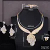 Earrings & Necklace Blachette Luxury Flower Double Layer Jewelry Sets For Women Wedding Full Micro Cubic Zirconia Dress Choker 4PCS