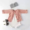 Stickad baby bodysuit set barn tröja bomull född baby flickor cardigan bodysuit småbarn kläder jumpsuit för barn overall 2111062601410