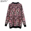 Zevity Women Vintage V Neck Floral Print Jacquard Knitting Cardigans Sweater Female Chic Single Breasted Casual Coat Tops SW899 210914