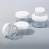 Bouteilles d'emballage en plastique PET transparent avec couvercle blanc 30g 50g 100g 150g 200g Récipient cosmétique pour crème de masque de boue