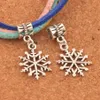 Alloy Sparse Jul Snowflake Big Hole Pärlor 15.5x30mm Antik Silver Dangle Passform Europeiska Charm Armband Smycken DIY B790 100PCS / Lot