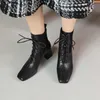 ALLBITEFO hochwertiges echtes Leder Marke High Heels Stiefeletten für Frauen dicke Absätze Frauen Stiefel Herbst Woemn Heels 210611