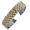 13mm 17mm 20mm högkvalitativ silverguldklockor kedja rostfritt stål polering + borstad krökt ändklocka bandband armband för Rolex datejust