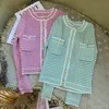 Women's Jackets 2022 Early Spring Sweater Coat Women Mint Green Pink Crew Neck Knitted Cardigan