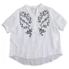 Varış Yaz Tarzı Kadın Kısa Kollu Gömlek Artı Boyutu Bağbozumu Nakış Pamuk Keten Beyaz Bluz Gevşek Bayanlar Tops D354 210512