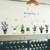 Cactus Potted Wall Sticker Cabinet Windowsill Stickers Muraux Muurstickers Home Decor Removable Wall Decal 210420