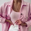 Women's Jackets Casual Shirt Jacket Women Wool Blends Parkas Basic Coat Loose Solid Fashion Outwear Long Sleeve Veste Femme 2021