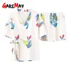 Damen-Pyjama-Nachtwäsche mit Shorts, 2-teiliges Set, süßer Sommer-Baumwoll-Pyjama, koreanische Heimkleidung, Anzüge 210428