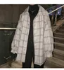 남성 양모 남성 남성 한국식 격자 무늬 overcoat 2021 남성 거리웨어 윈드 브레이커 하라주쿠 패션 대형 재킷 코트
