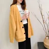 패션 기본 여성 니트 카디건 단단한 느슨한 캐주얼 긴 소매 우아한 스웨터 코트 여성 자켓 210520