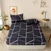 Bonenjoy 3 pcs draps-housses drap de lit simple motif géométrique couture housse de matelas avec élastique pour drap de lit double 210626