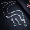 ThreeGraces Top qualité brillant vert cristal Zircon pendentif collier boucles d'oreilles ensembles de bijoux accessoires de robe de mariée JS611 H1022