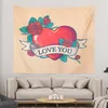 Valentinstag-Wandteppich, Wandbehang, liebevolles Herz, Valentinstag-Hintergrund für Schlafzimmer, Zimmer, Wohnheim, Party-Dekoration, 150 x 130 cm