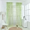 Wicker Sheer Curtain French Window Pastoral Style Flowers Printed Gauze Curtains Screen for Living Room Bedroom Home Decoration