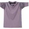 T-shirts masculins surdimensionnaires T-shirt à manches longues Slub tissu mince coton Pull doux cou rond