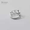 Mode 925 Sterling Silver Stackable Hollow Out Square Free Size Opening Ring voor Dames Geometrische Fijne Sieraden 210707