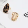 leopard print White Blue Abalone Shell Paper Rings Fashion Gold Color Punk Street Jewelry Ring for Women