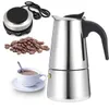 200/450ml Stainless Steel Coffee Pot Mocha Espresso Latte Percolator Coffee Maker with Electric stove Filter Drink Cafetiere 210408
