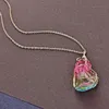 Anhänger Halsketten Unregelmäßige natürliche Kristallstein Wire Wrap Halskette für Frauen Regenbogen Quarz Reiki Healing236h