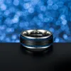 Wedding Rings Fashion Wire Drawing Black And Blue Color Man Ring Men Stainless Steel Engagement Male For Tooth