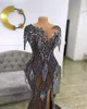 2021 Plus Size Árabe ASO EBI Luxuoso Sereia Lace Vestidos De Prom Vestidos Frisados ​​Ilusão Noite Formal Partido Segundo Vestidos de Recepção Vestido ZJ224