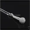 & Pendants Drop Delivery 2021 Mens Iced Out Necklace Fashion Microphone Pendant Hip Hop Jewelry Gold Cuban Chain Necklaces B97Pl