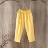 Men's Pants Cotton Linen Women Spring Summer Large Size Solid Color Harem Elastic Waist Loose Casual Woman's Trousers