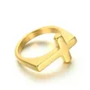 Cluster Rings Men's Simple Fashion Gold Black Cross Christian Amulet Ring