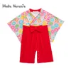Kinder japanischer Kimono-Stil Baby Mädchen Jungen 5 Arten Kleinkind Kleinkind Baumwolle Overall Kleidung Kostüm 210816