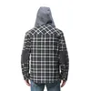 남자 겨울 야외 캐주얼 빈티지 긴 소매 격자 무늬 플란넬 버튼 셔츠 재킷 후드 RST-3252 자켓