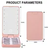 Portable Lady LED Light Makeup Mirror with Eyelashes Case Organizer Folding Touch Screen Mirrors 5 paires Lashes Tray Storage Box 12 LEDs lamp Travel Make up tools