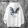 CnHnOH Männer Hip Hop Sweatshirt Hoodie Schmetterling Streetwear Harajuku Pullover Baumwolle Fleece Winter Herbst Schwarz 210813