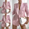 Celebridades Mulheres Vestido Ternos Rosa Curto 2 Peças Senhoras Partido Noite Prom Blazers Tuxedos Formal Wear Outfits (Casaco + Calças)