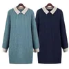 여성 겨울 스웨터 드레스 긴 니트 착용 가을 패션 니트 풀오버 플러스 사이즈 L XXL 5XL 블루 그린 Gilet Femme Manche Longue 210416