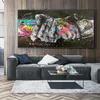 Graffiti Art gest uścisk dłoni malowanie na płótnie plakaty i druki Street Wall obraz do salonu Cuadros Home Decor