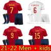 Män Kids Spanien 2021 Fotboll Jersey Camiseta Espana Paco Morata A.iniesta Pique 20 21 Alcacer Sergio Alba Kits Uniforms