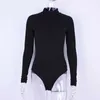 2020 Ny långärmad hög krage smal bodysuit kvinnor höst vinter rompers grå röd svart sexig kropp kostym kvinna jumpsuit y0927