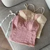 Womengaga Lato Topy Pink Chest Pad Hak Kwiat Słodka Azjatycka Dziewczyna Kobieta Koreańska Kamizelka Kamizelka dla kobiet 4L9R 210603