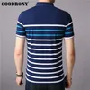 Coodrony Cotton T Shirt Men T-shirt z krótkim rękawem Mężczyźni Summer Social Business Casual Men's T-shirts w paski koszulka koszulka Homme S95101 220224