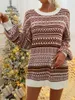 Pulls pour femmes Femmes Noël Géométrie Imprimé Chandail À Manches Longues Casual Lâche Tricoté Pull Pull Mini Robe Xmas Top