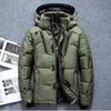 Wysokiej Jakości Męska Biała Kaczka W Dół Kurtka Ciepła Z Kapturem Gruba Puffer Kurtka Płaszcz Mężczyzna Casual Płaszcz Thermal Winter Parka Men G1115