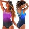 Fashion Women Swimwear Print Beach Woman Sexy Bikini Swimsuit Bathing Suit Push Up Cross Back Monokini Summer Clothes 210712