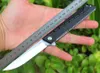 1Pcs Flipper Folding Knife 8Cr14Mov Satin Drop Point Blade Black G10 + Stainless Steel Handle Ball Bearing Fast-opening EDC Pocket Knives