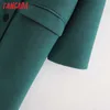 Tangada mulheres inverno escuro verde elegante casaco quente casaco casaco feminino outerwear chic casaco 1d239 210609