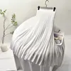 봄 여성 Maxi Pleated 스커트 라인 긴 스커트 시폰 라이너 지퍼 탄성 허리 캐주얼 파티 빈티지 미디 스커트 210412