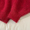 Women's Knits & Tees Red Lapel Gold Love Drop Shoulder Loose Button Up Knitted Cardigan