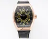 ABF Factory Luxury Klockor Vanguard V45 Crazy Hours Rose Gold CZ02 Automatic Mens Watch Sapphire Crystal Black Dial Leather Strap Gents Wristwatches