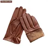 Single Leather Unlined Touch Screen Sheepskin Gloves Men's Thin Motorcycle Riding Four Seasons Car Driving Driver Finger Gloves H1022